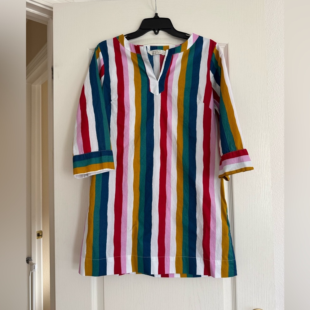 Printfresh small Painted Stripe Slim-Fit Tunic Vintage Rainbow dress s